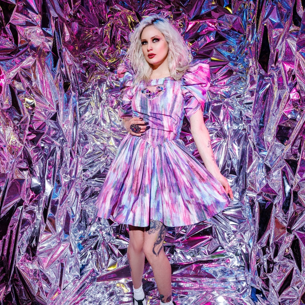 FASHION WH0RE Original- Viola Dress w/ Liquid Glitter